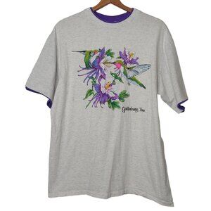 Vintage Gatlinburg Tennessee Hummingbird Single Stitch OSFA T Shirt Gray Nature